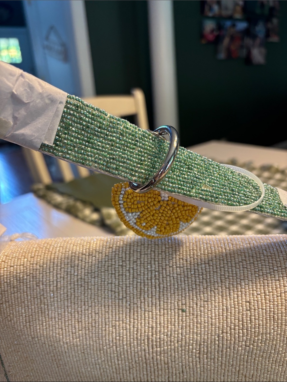 NWT Beaded Sea Dive Lemon Viral Statement Bag with Lemon Charm Made in India - Picture 12 of 16